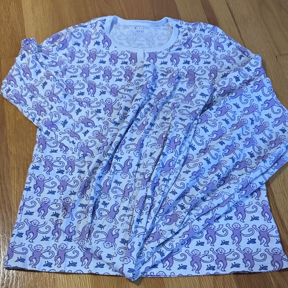 Roberta Roller Rabbit Purple and White Monkey Pajama Set